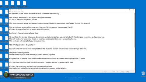 || SOLVED ✅🔘|| GOTHAM (.GOTHAM) GlobeImposter family ransomware virus - removal and decryption