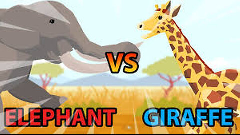 Giraffevs Elephant Fight for Water