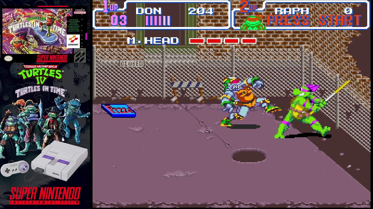 TMNT IV (Super Nintendo) - Level 2 boss: Metal Head