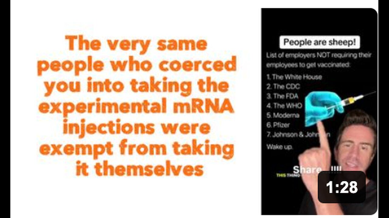 The very same people who coerced you into taking the experimental mRNA injections were exempt from taking it themselves. 🤡