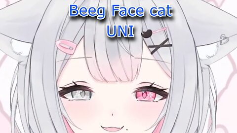 beeg face catgirl vtuber Uni Kokoro being cute and tries to wink