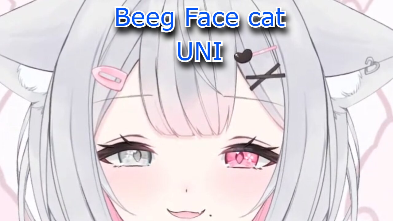 beeg face catgirl vtuber Uni Kokoro being cute and tries to wink