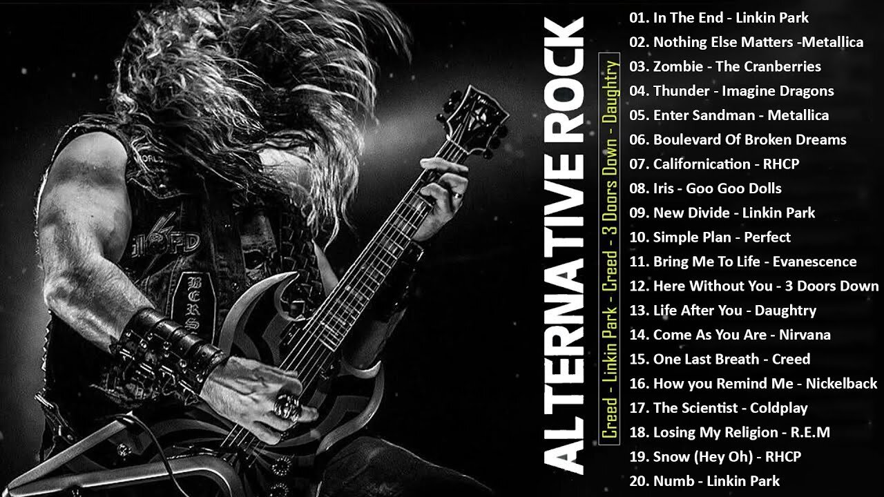 Metallica, Coldplay, Linkin park, 3Doors Down, The Cranberries 🎶 Alternative Rock 90s 2000