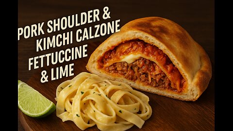 FlavorVille™ Pork Shoulder Kimchi Calzone + Lime Fettuccine | East Meets West Feast