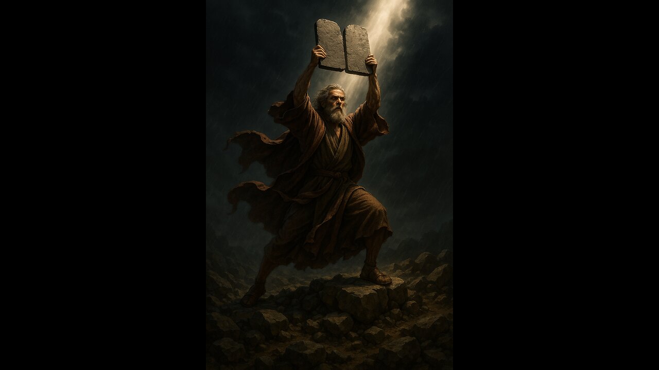 Cross kick Studio Films Moses poster with the 10 commandments