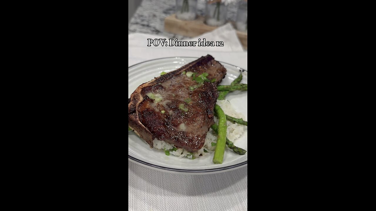 Steak with asparagus and rice
