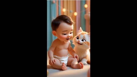 Baby and Kitten Get a Funny Surprise! 😂 | Fart Reaction Moment #shorts #babyfart #catshorts