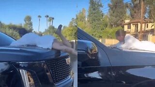 Bhad Bhabie Caught Clinging to Boyfriend's Car While Screaming