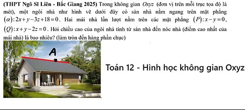 Toán 12: Trong không gian Oxyz (đơn vị trên mỗi trục tọa độ là mét), một ngôi nhà như hình vẽ dưới