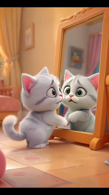 When a cat discovers its evil twin in the mirror