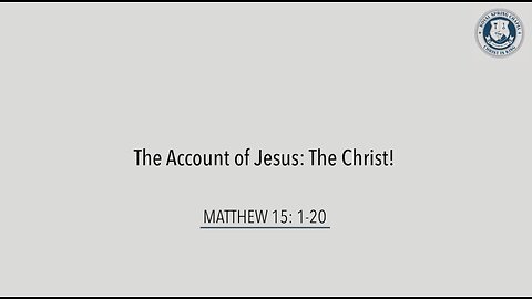 Sermon Series | Matthew 15:1-20