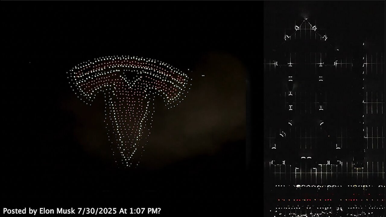 Baphomet | Why Did Elon Musk Post a Video of This Aerial Tesla Drone Show Featuring BAPHOMET & a PENTAGRAM On July 30th 2025 at 1:07 PM? Why Does Tesla Mean "Side" or "Rib" In Hebrew (Genesis 2:22)?