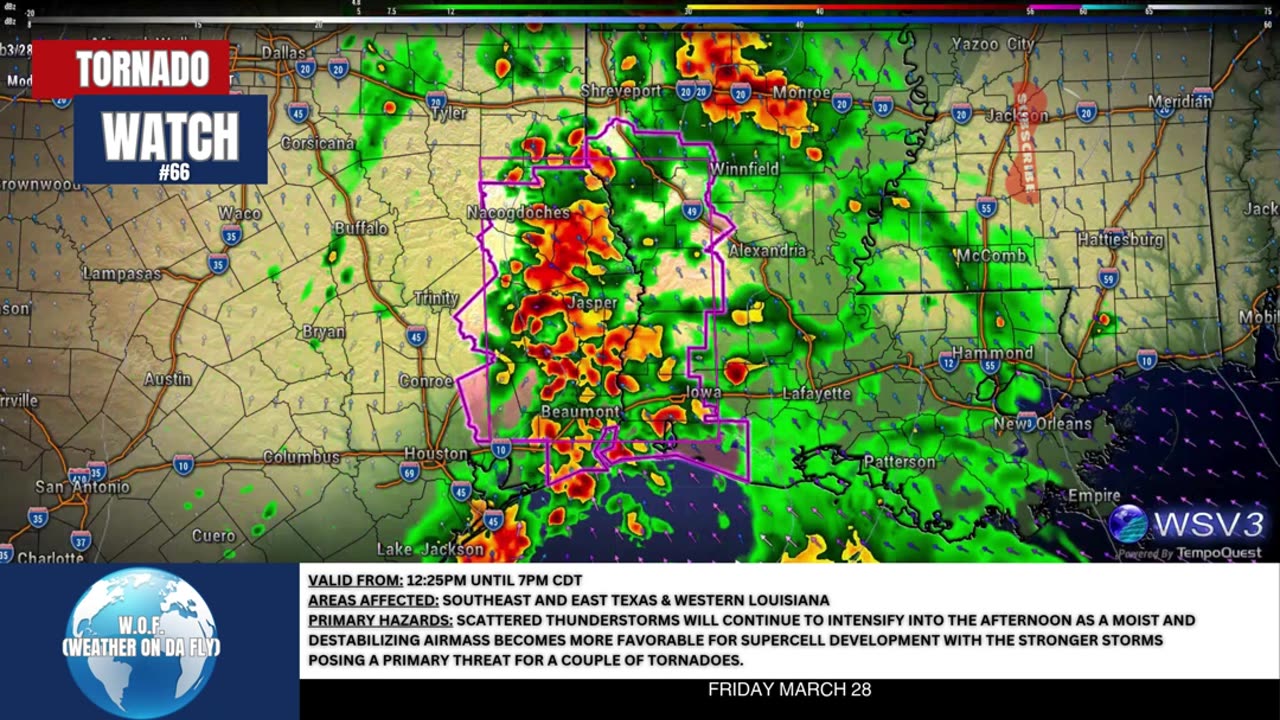 🌪️Tornado Watch #66: TX & LA! 3/28/25 #shorts #weatherupdate