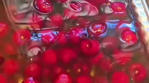 vinegar and ice. When you do this, apparently all the larva and worms come out of the cherries