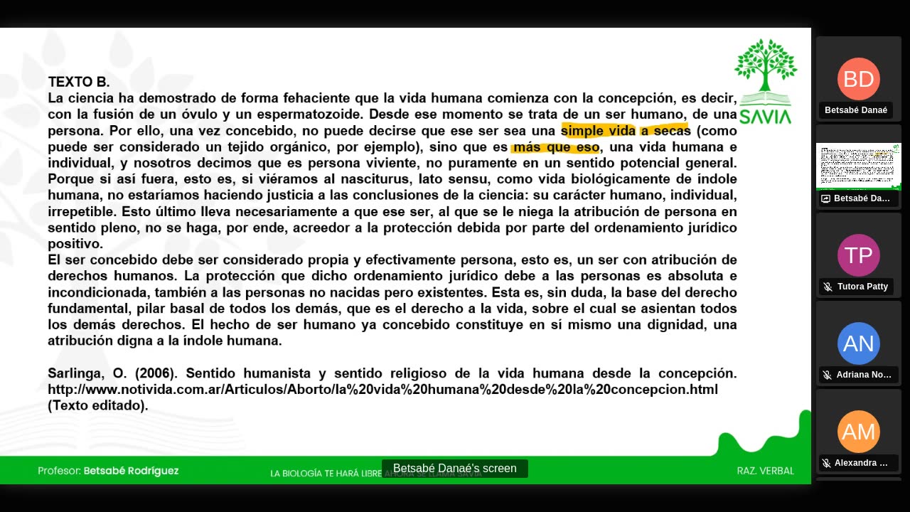 SAVIA SEMIANUAL 2024 | Semana 14 | R. Verbal