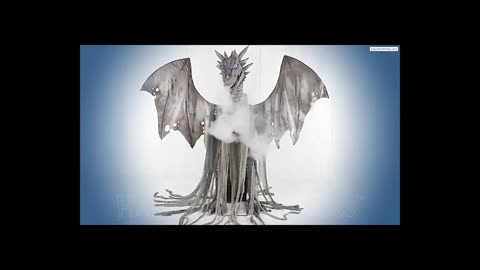 Mr124527 - 7' Animated Winter Dragon Halloween Decoration