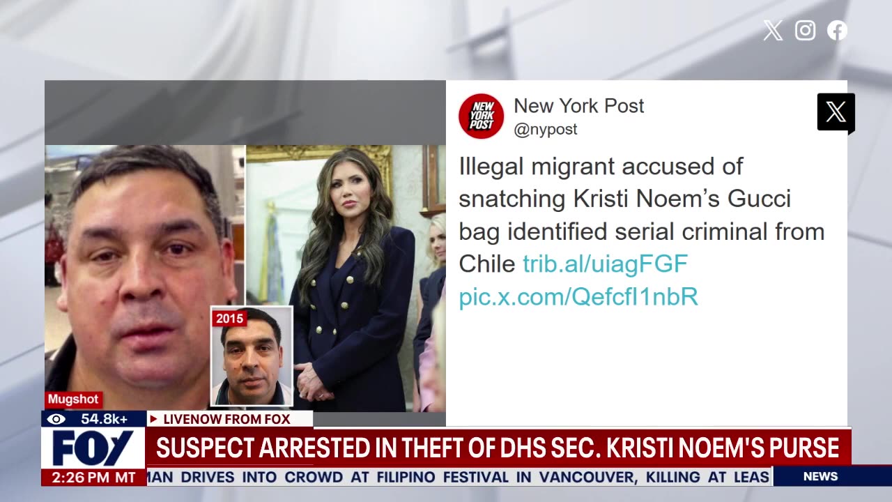 Suspect arrested in Kristi Noem's purse theft case