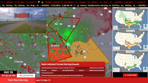 🚨 TORNADO WARNING — Groom, Texas | May 26, 2025