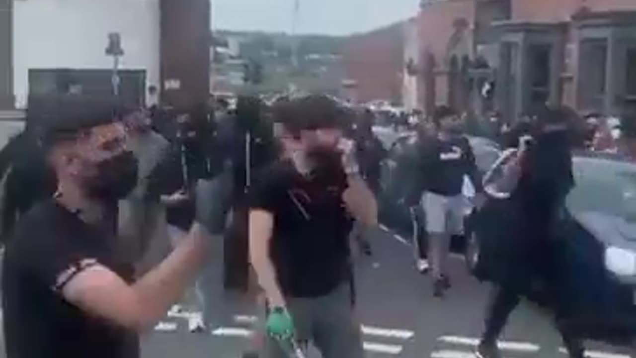 Muslims with knives, clubs and brass knuckles looking for British patriots.