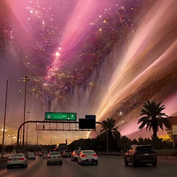 Boulevard Under a Surreal Sky