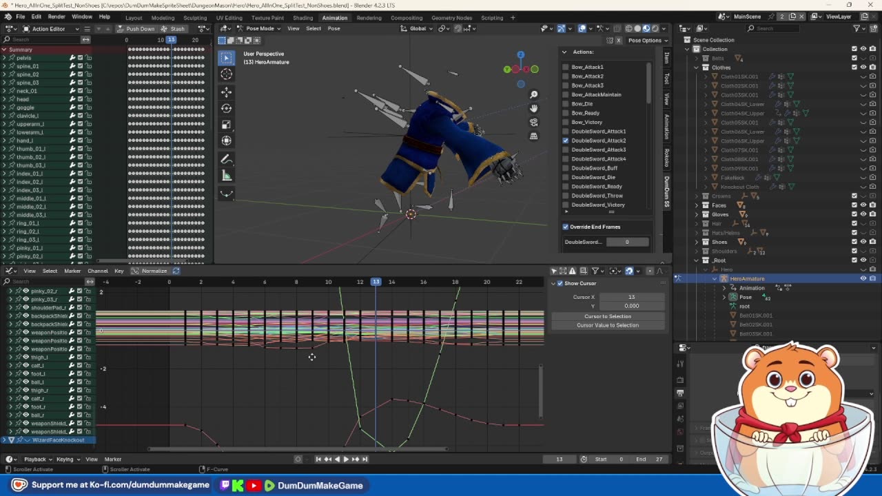 Dev Stream: Starting to Fix My 3D Character FCurves (Animations)!