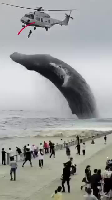 Unbelievable Whale Breach! Helicopter Rescue in Action! 🐋🚁 | #shorts"