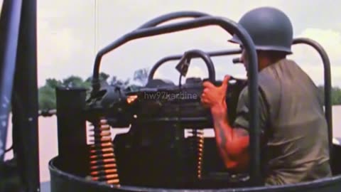 PBRs pour fire into the treeline on the Mekong Delta in 1967