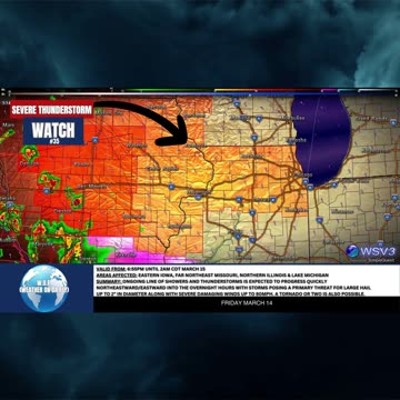 🌩️ Severe Thunderstorm Watch #35: 80MPH Winds & Hail! 3/14/25 #shorts #weatherupdate