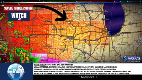 🌩️ Severe Thunderstorm Watch #35: 80MPH Winds & Hail! 3/14/25 #shorts #weatherupdate