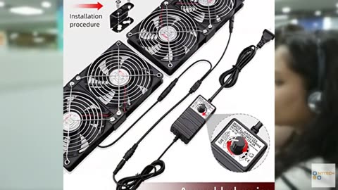 Wathai 4 x 120mm GPU Mining Rigs Server Racks Fan with 100V - 240V AC Power Vari