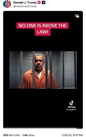 President Trump Posts Hilarious TikTok Video of Barack Obama Getting Arrested