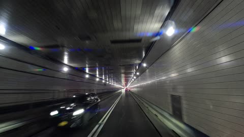 4K Driving thru New Jersey NJ to New York NYC Manhattan Lincoln Tunnel Center Tube ASMR