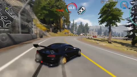 racing car in steep mountains