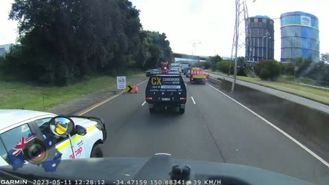 Aussiecams - Ute collides with truck in roadworks zone! South Coast NSW