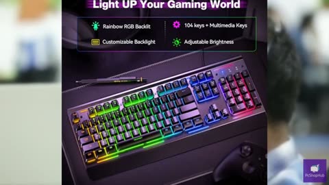 TECKNET Gaming Keyboard, USB Wired Computer Keyboard, 15-Zone RGB Illumination,