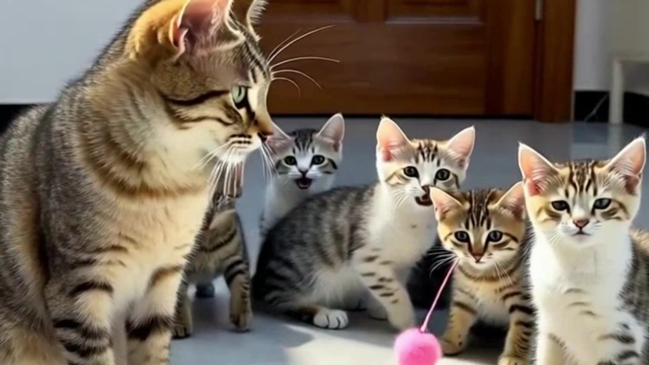 Sad Lean Cat Watching Other Cats Play