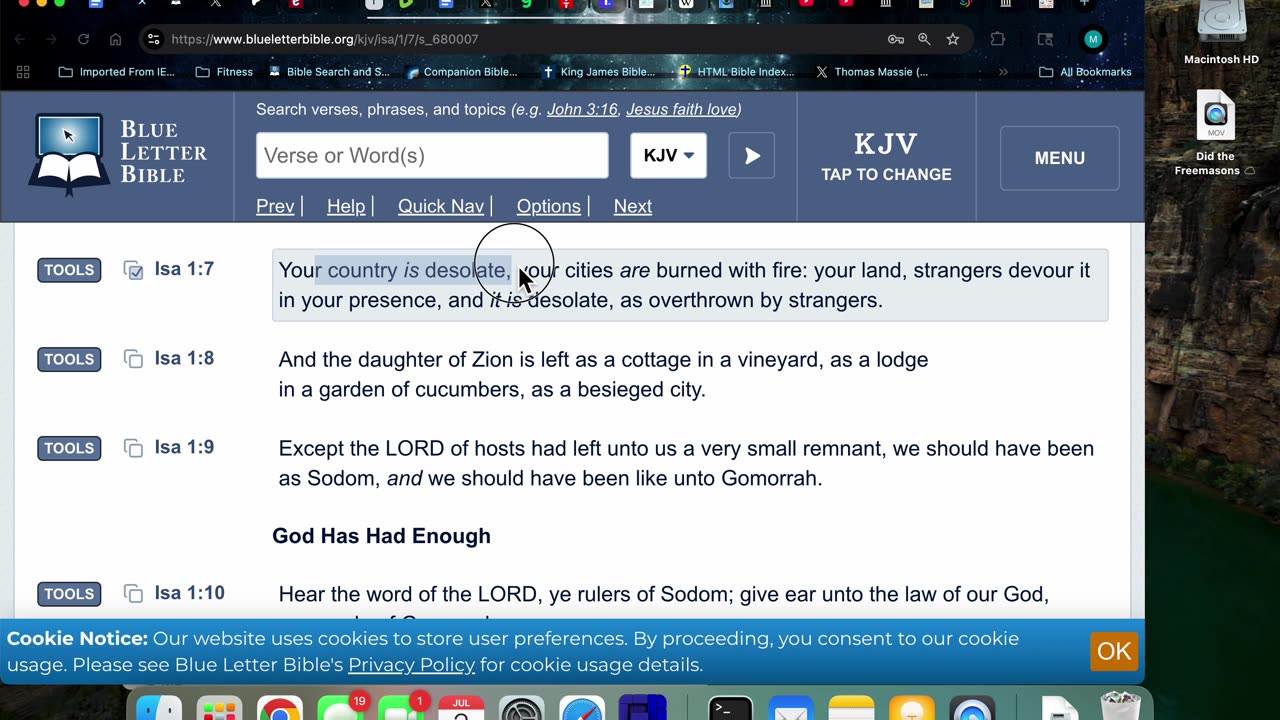 Isa 1:7 Flesh Minds=desolation; Fire=FATHER sends Satan upon mankind; Strangers=Tares & Locust Army