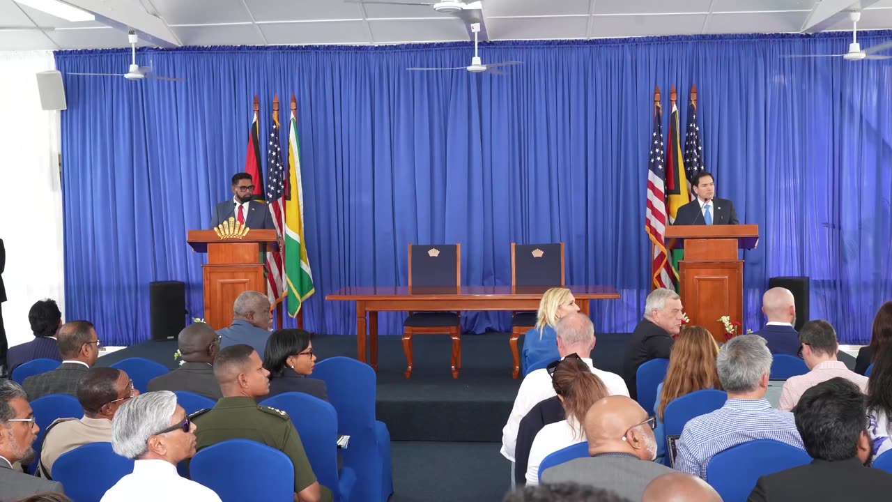 Marco Rubio and Guyanese President Irfaan Ali at a Joint Press Availability