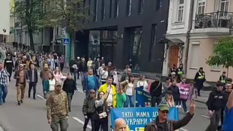 Ukrainian patriots march in Kiev to block LGBT Pride. LGBT parade cancelled.