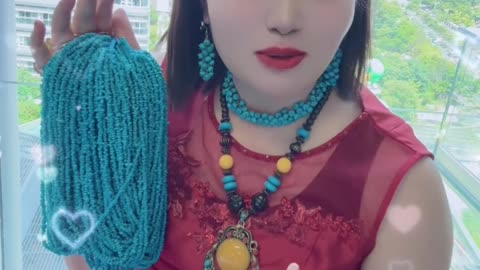 250514-11 Natural Sleeping Beauty Turquoise Bead String, Breathtaking Beauty