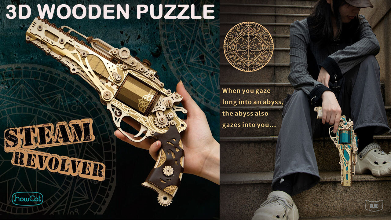 DIY 3D Wooden Puzzle | Steam Revolver Assembly Kit 🔫🧩