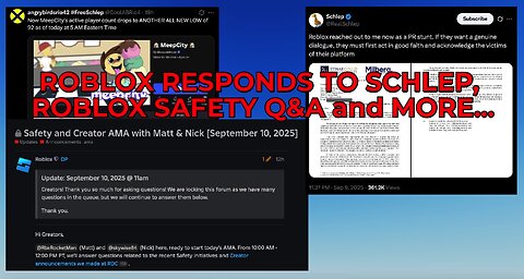 Roblox RESPONDED to Schlep, Roblox DevForum Safety Q&A and MORE