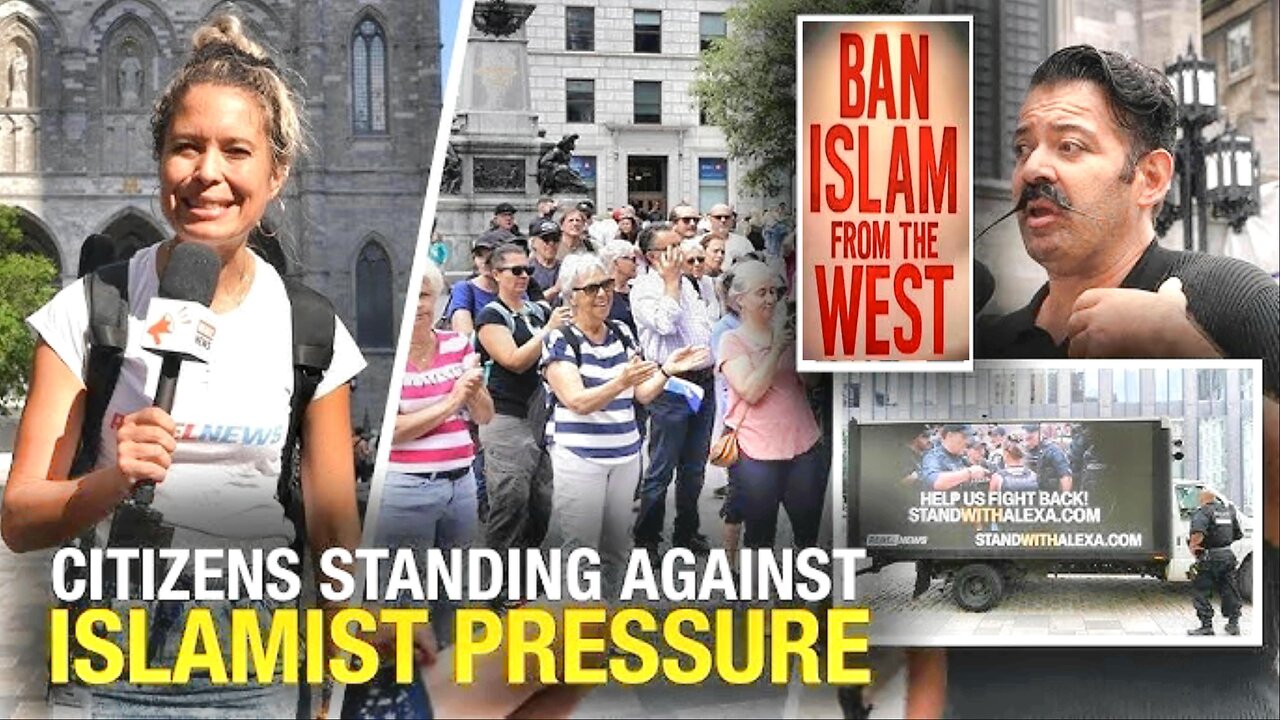 Canadian Patriots Protest Against Islamization In Front of the Notre-Dame Basilica of Montreal