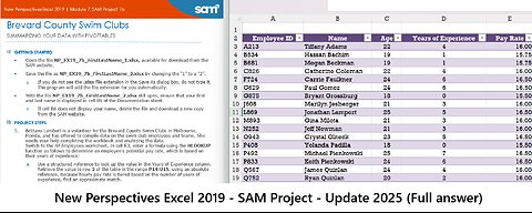 New Perspectives Excel 2019 | Module 7: SAM Project 1b | Brevard County Swim Clubs (2025)