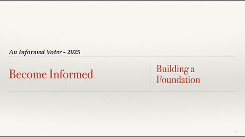 #5 - Become Informed - Building a Foundation - 2025 - Skeet Arasmith
