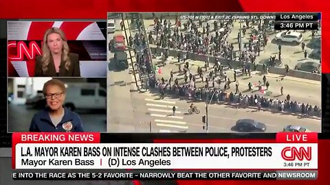 Mayor Karen Bass Says LAPD Can Handle Chaos As CNN Airs Live Video Of Rioters Flooding Highway