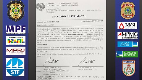INTIMAÇÃO: 159 DP CACHOEIRAS DE MACACU RJ, 27/08/25.
