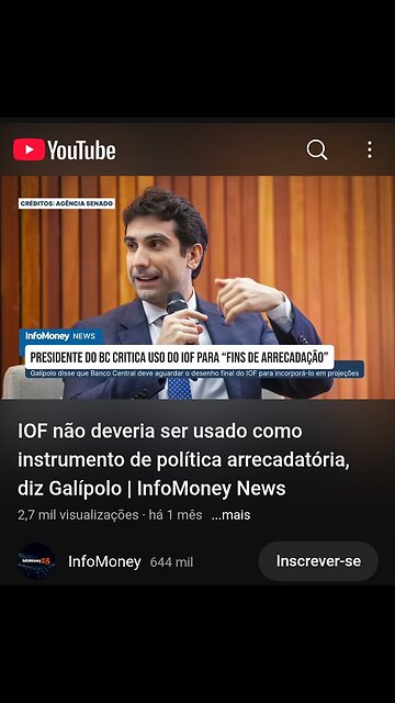 2025/06/02 - IOF não deveria ser usado como instrumento de política arrecadatória, diz Galípolo | InfoMoney News