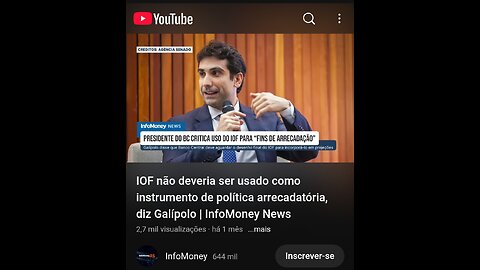2025/06/02 - IOF não deveria ser usado como instrumento de política arrecadatória, diz Galípolo | InfoMoney News