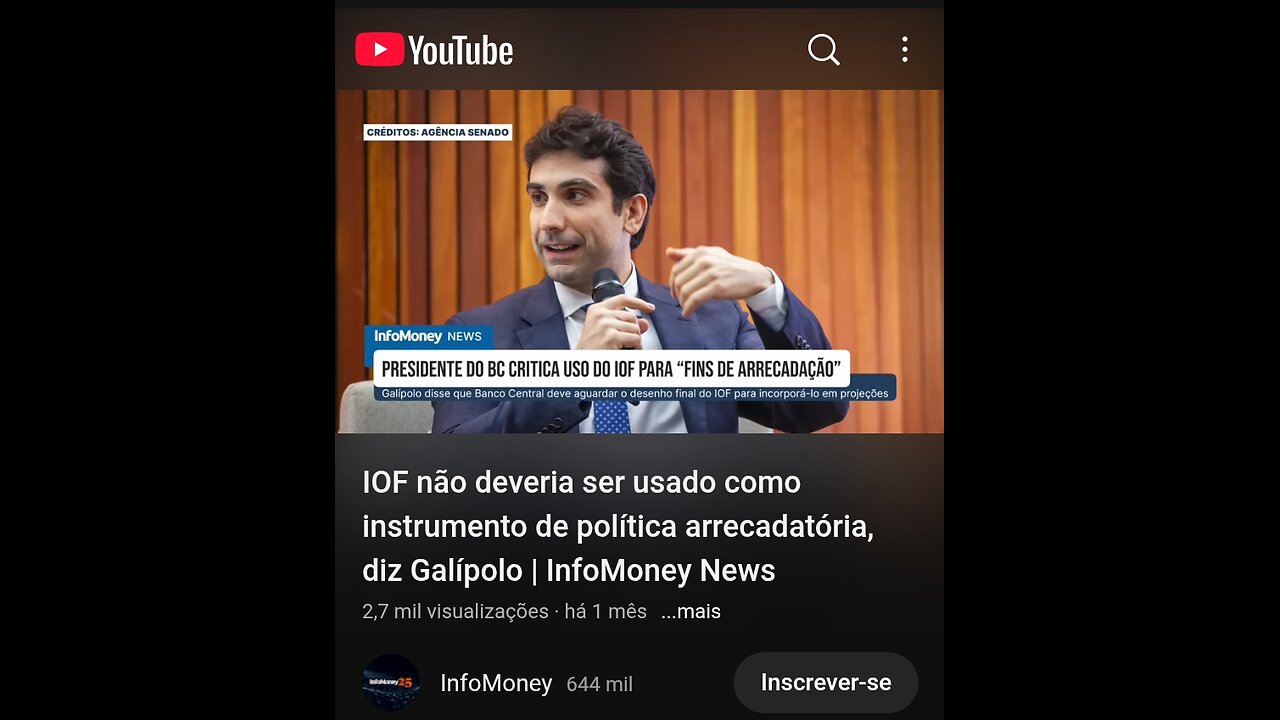2025/06/02 - IOF não deveria ser usado como instrumento de política arrecadatória, diz Galípolo | InfoMoney News